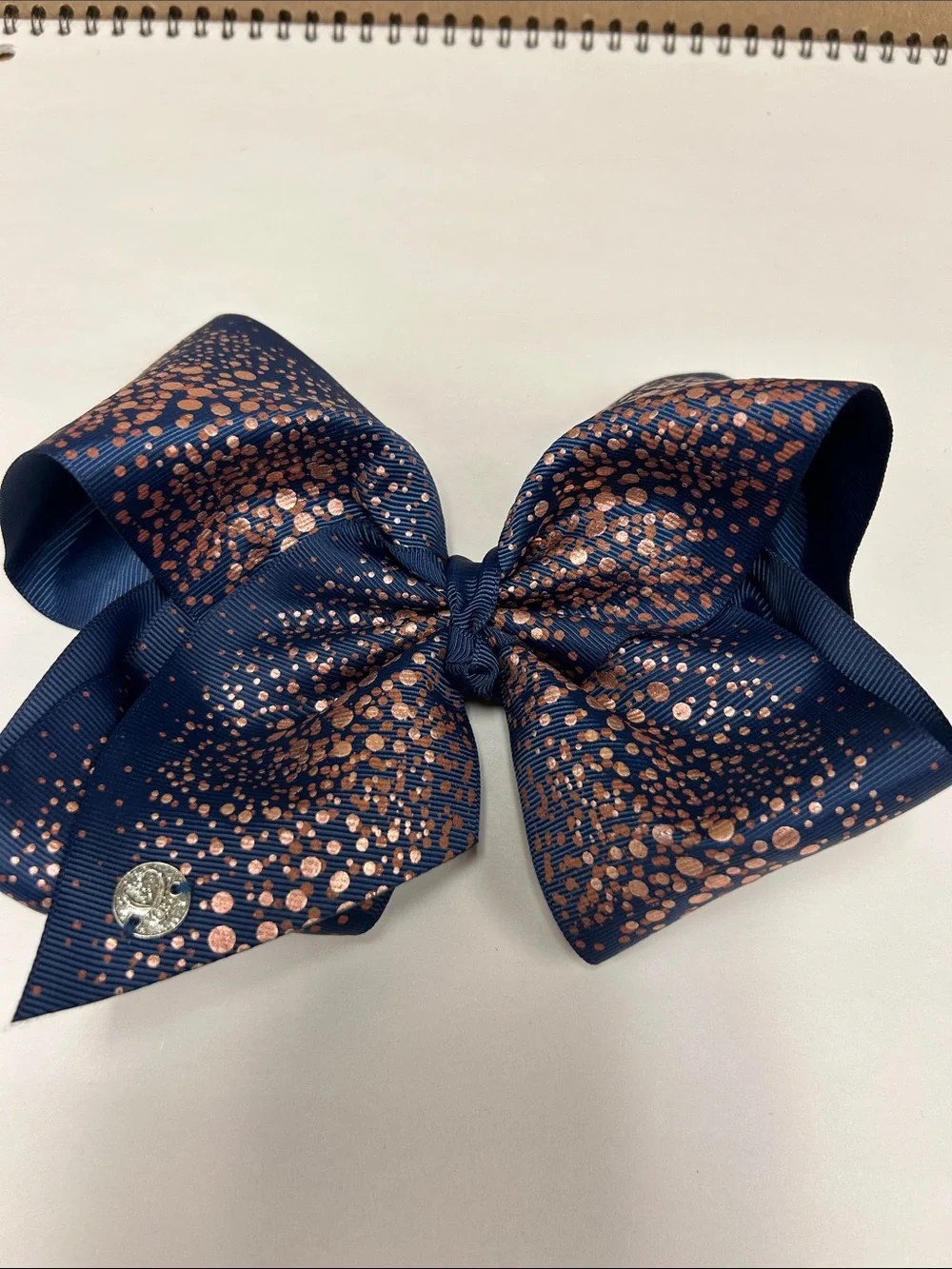 JoJo Siwa Navy Bow with Rose Gold Glitter Dots